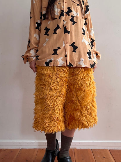 old fur half pants / marigold