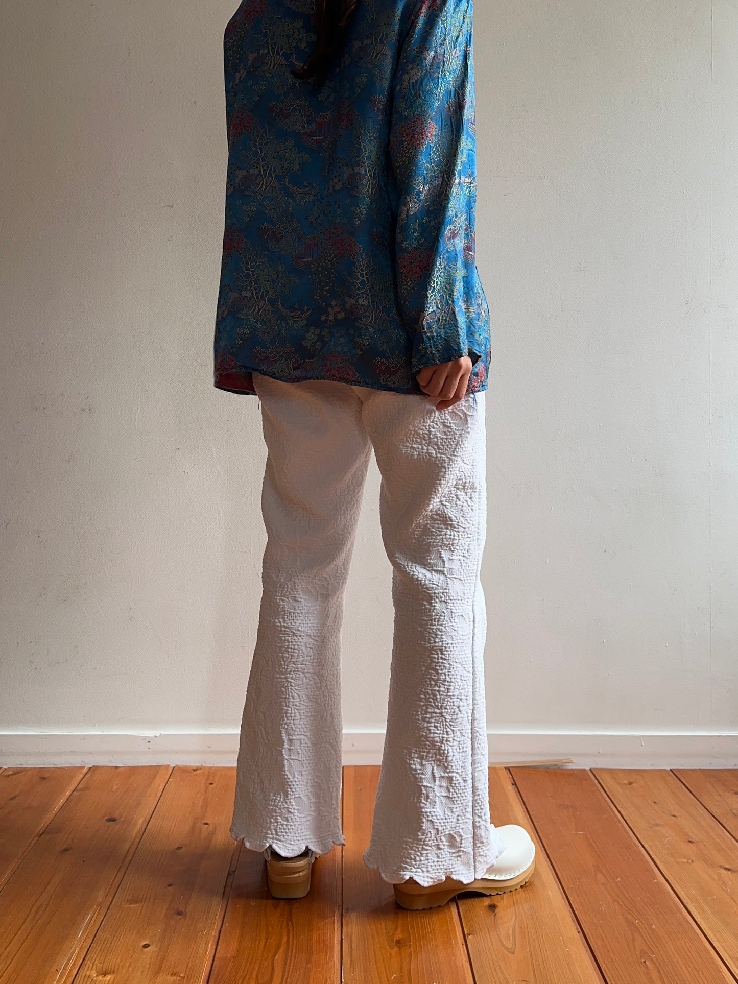 old fabric slim flare pants
