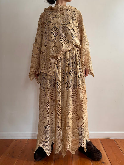 old crochet lace parka