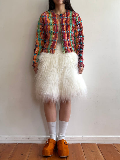 old fur short pants / white