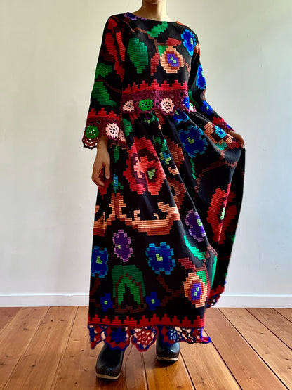 flower hand stitch gather skirt