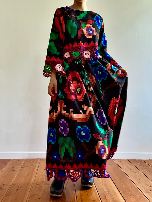 flower hand stitch gather skirt