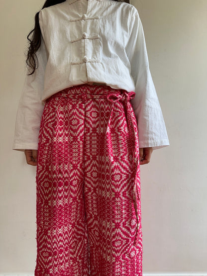 old coverlet tuck wide pants / pink × white