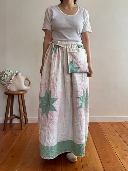 antique quilt pocket gather skirt