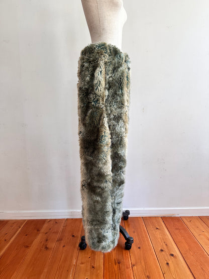 old fur pants / silver×grayish brown