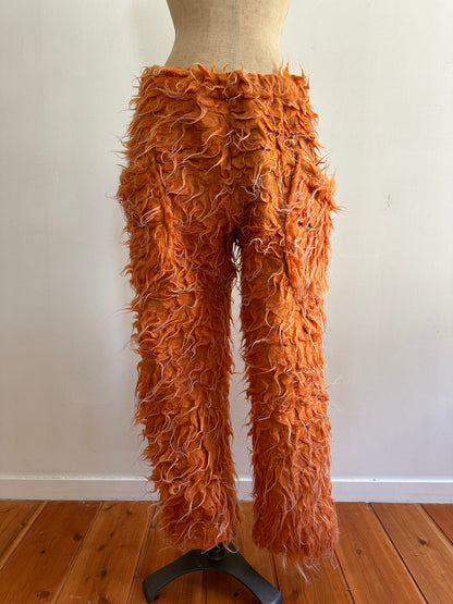 old fur slim pants /orange