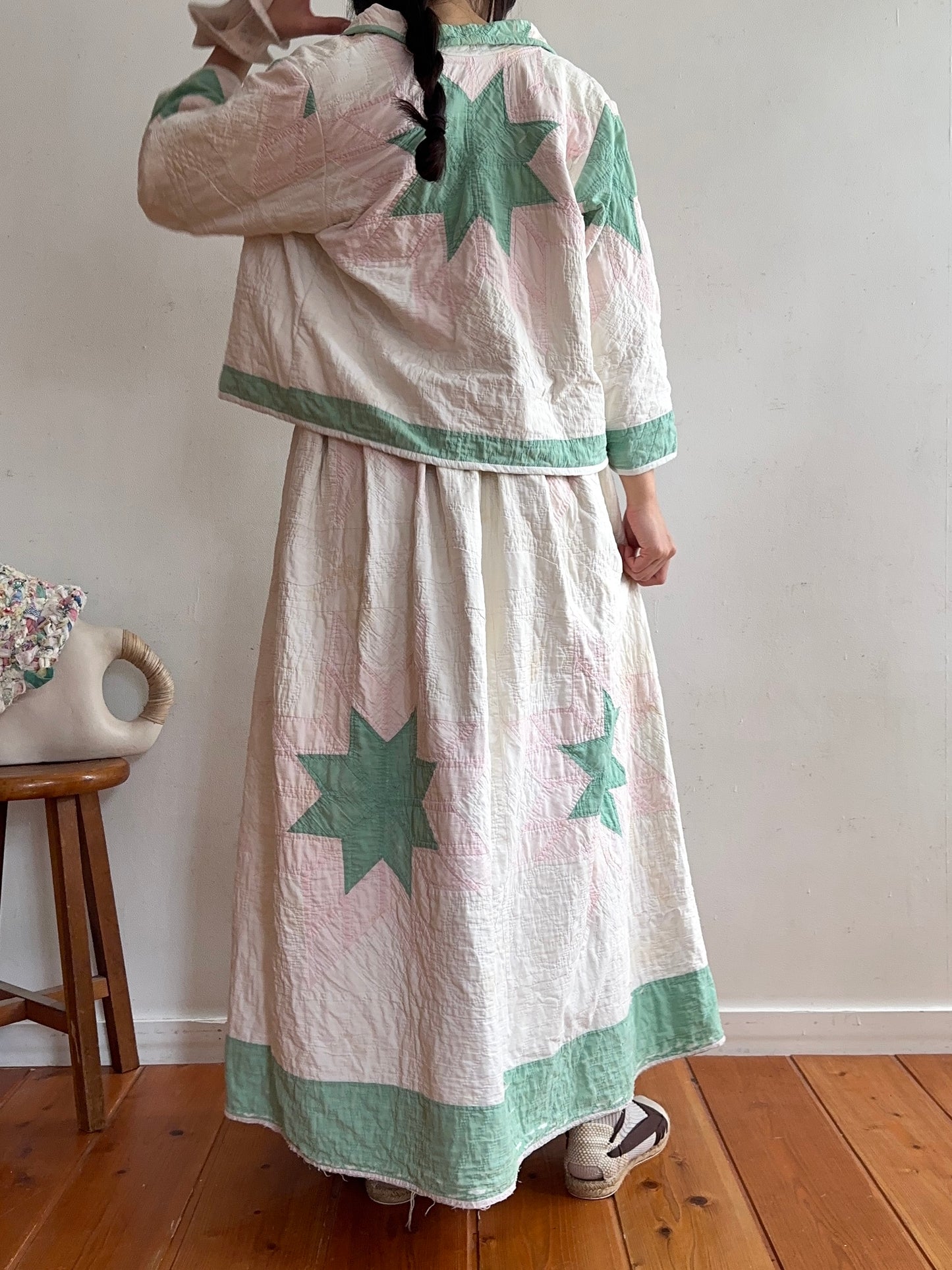 antique quilt pocket gather skirt