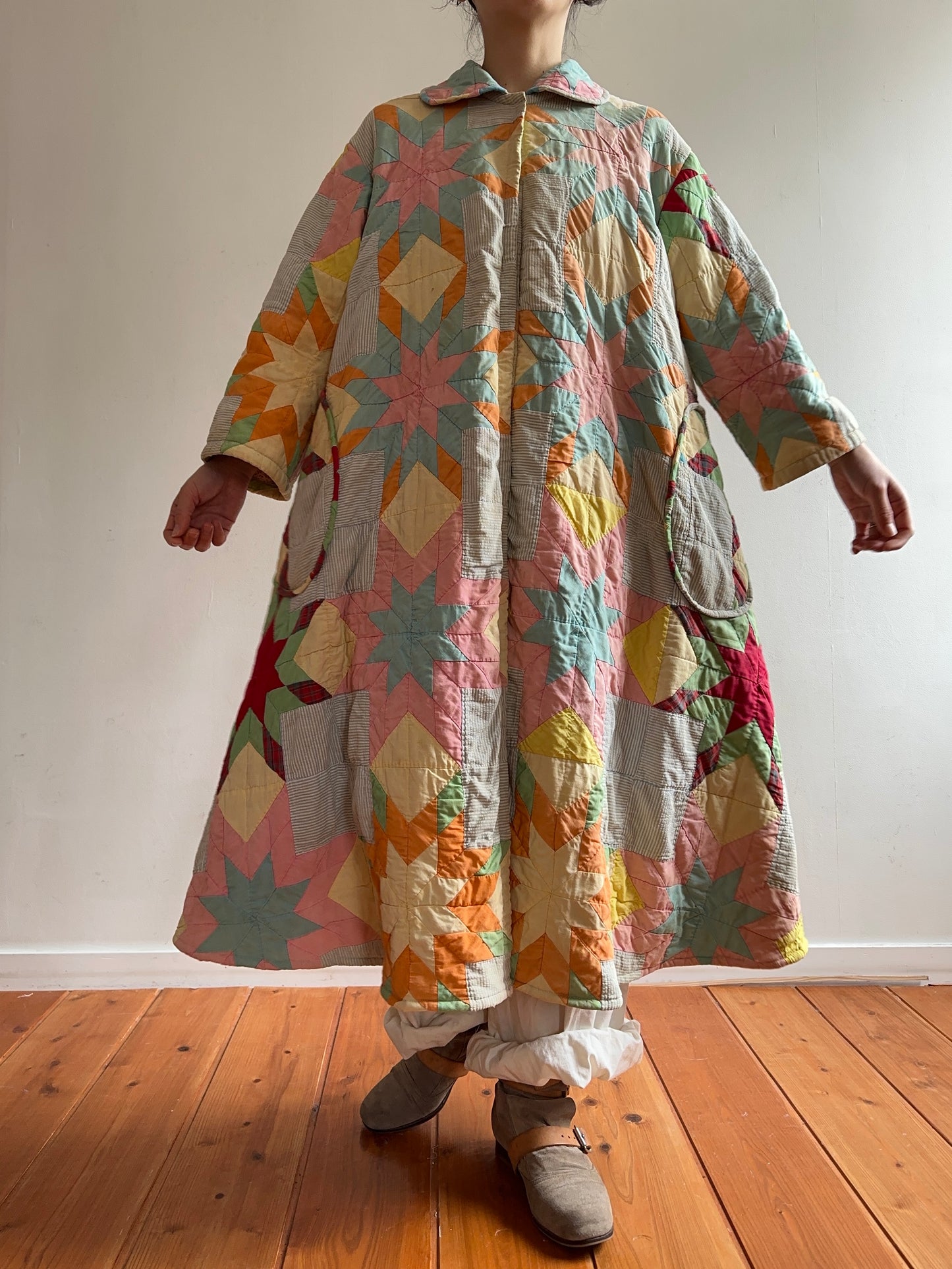 old quilt dress coat