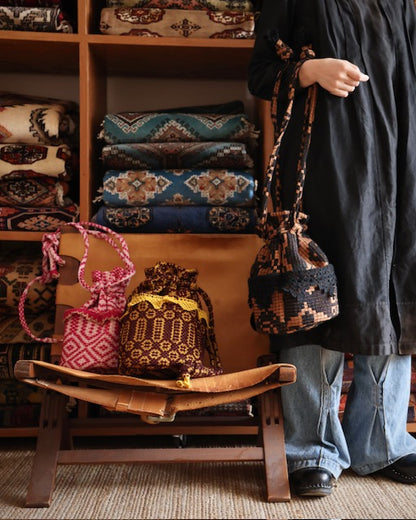 old coverlet pocket bag