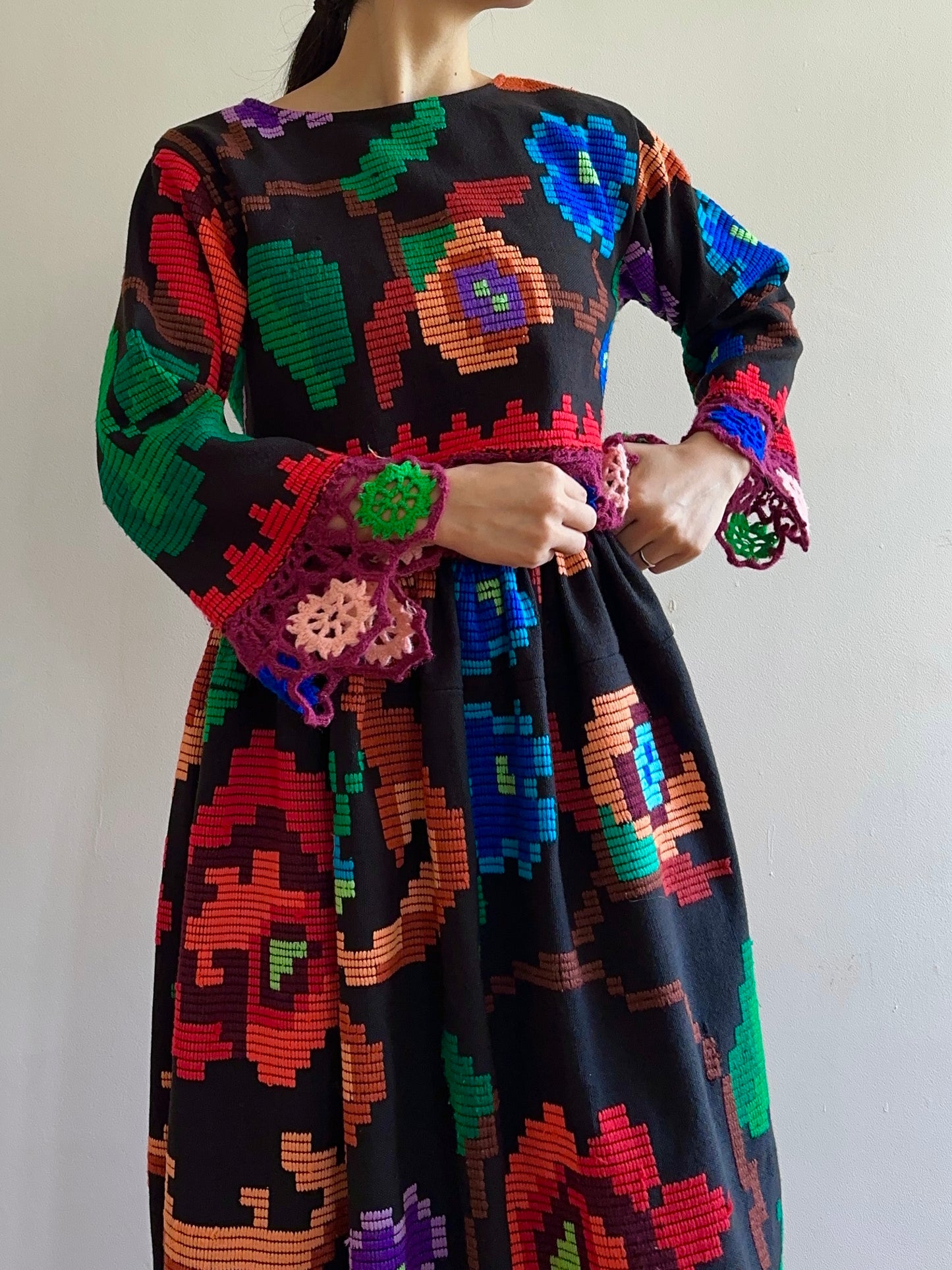 flower hand stitch gather skirt