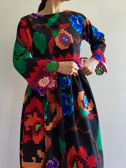 flower hand stitch gather skirt