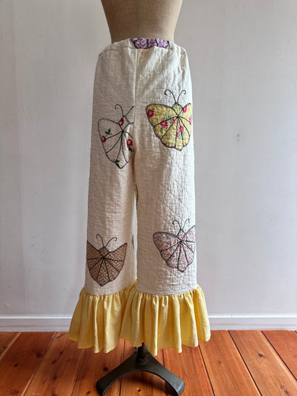 old quilt butterfly frill pants