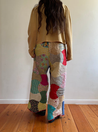 old quilt tuck wide pants