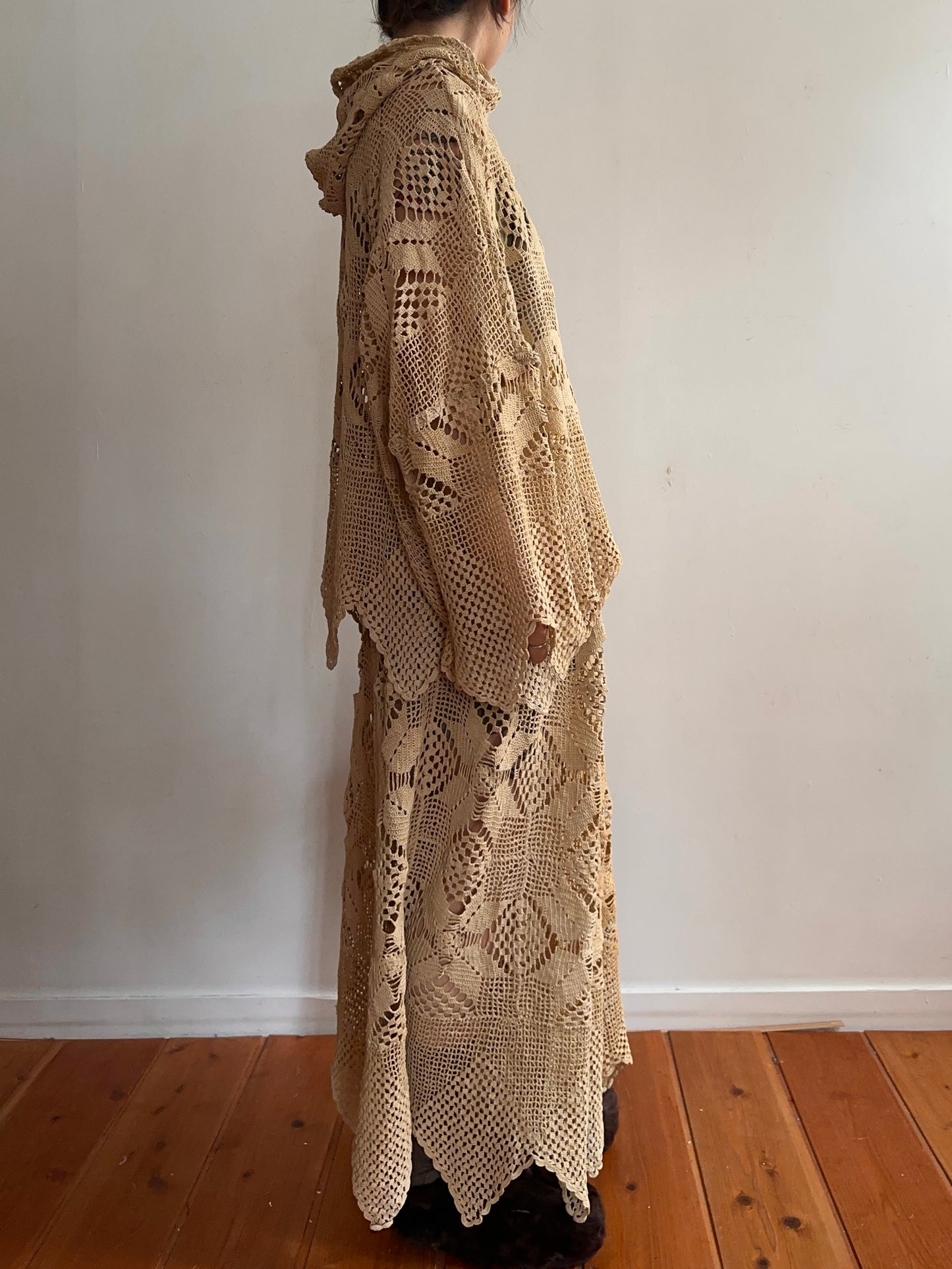 old crochet lace parka