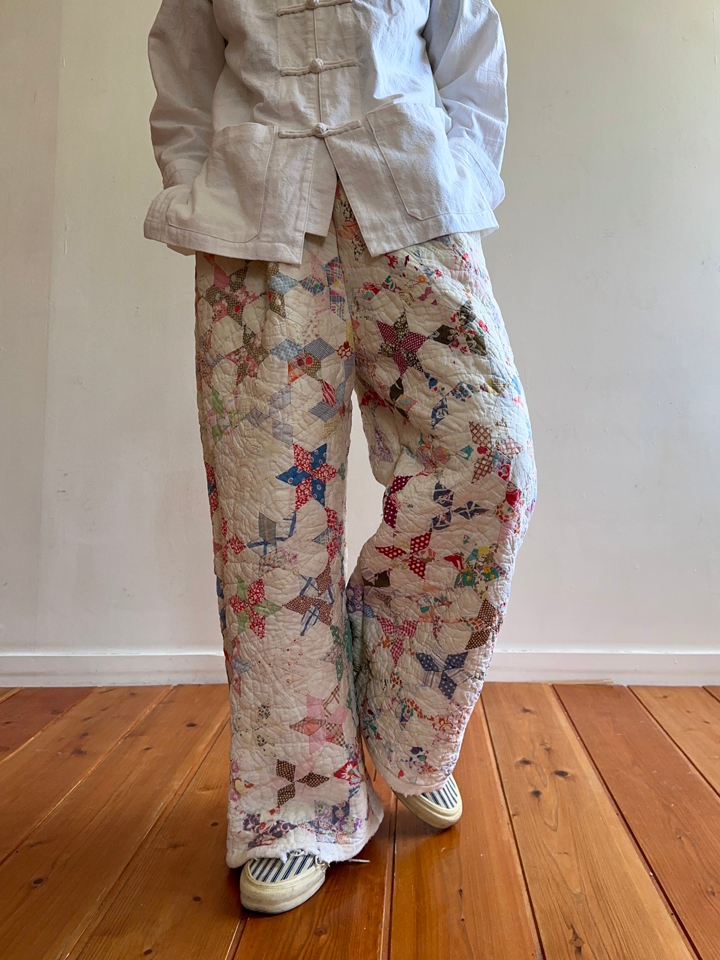 old quilt tuck wide pants