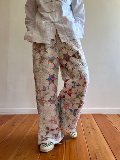 old quilt tuck wide pants