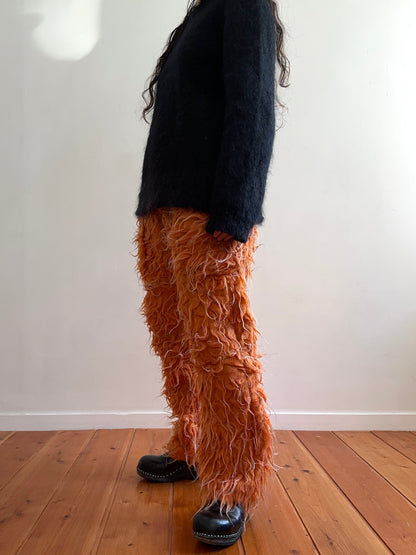 old fur slim pants /orange