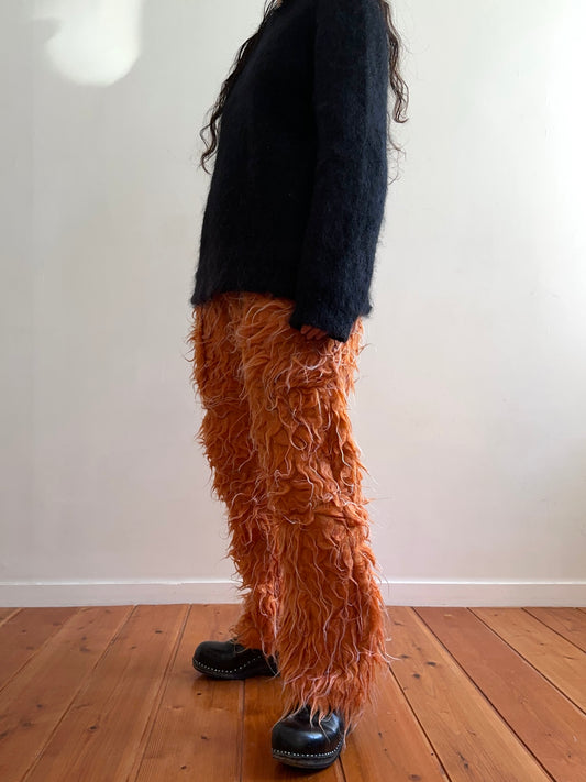 old fur slim pants /orange