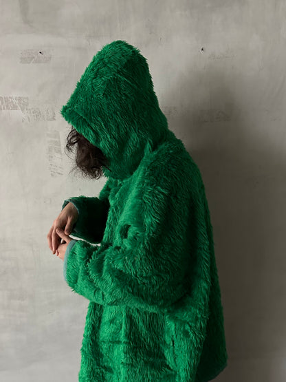 old fur parka / green