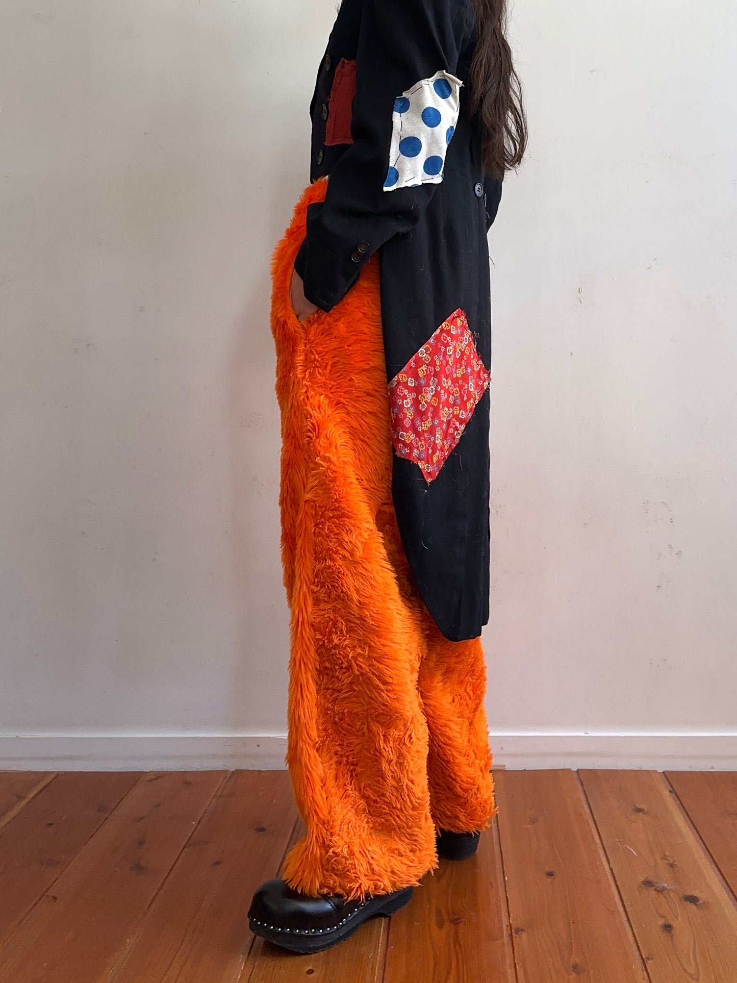 old fur pants /orange