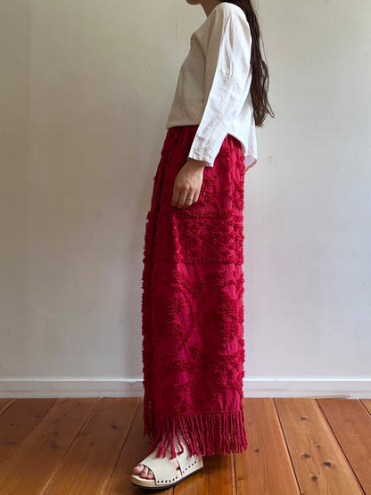 old chenille many tuck pants / ruby