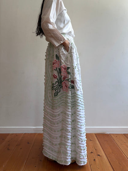 old chenille many tuck pants / muscat