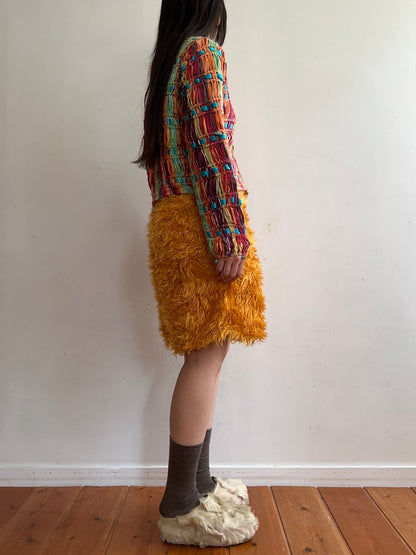 old fur short pants / marigold