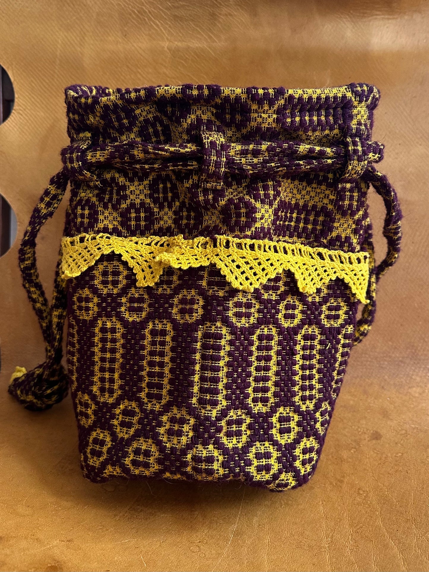 old coverlet pocket bag