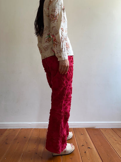 old chenille slim flare pants / ruby