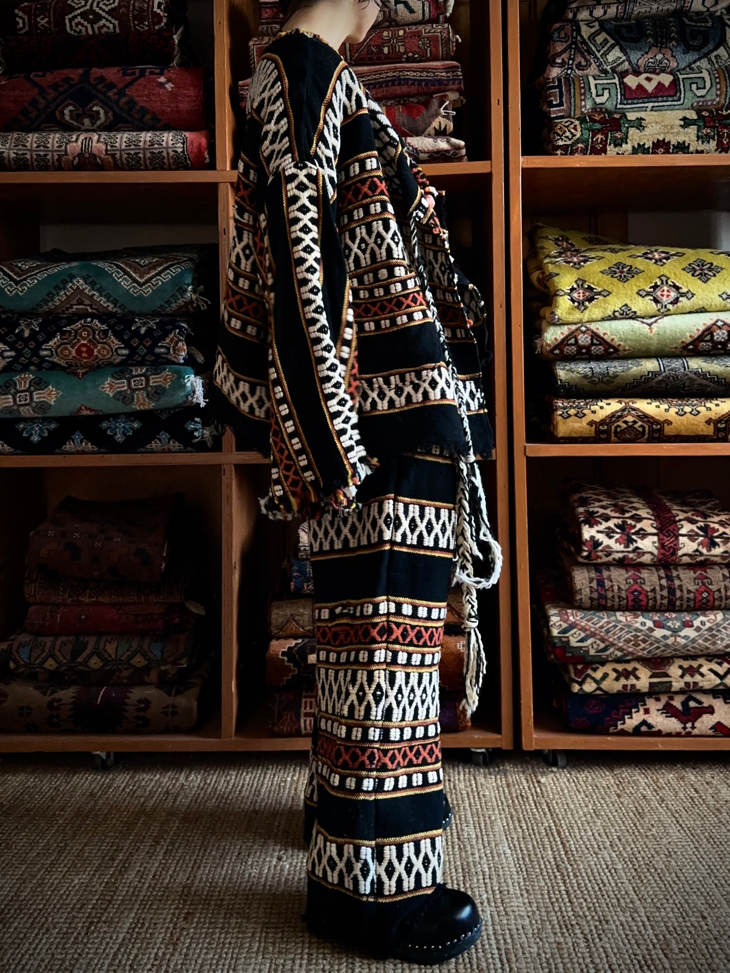 old handwoven textile set-up