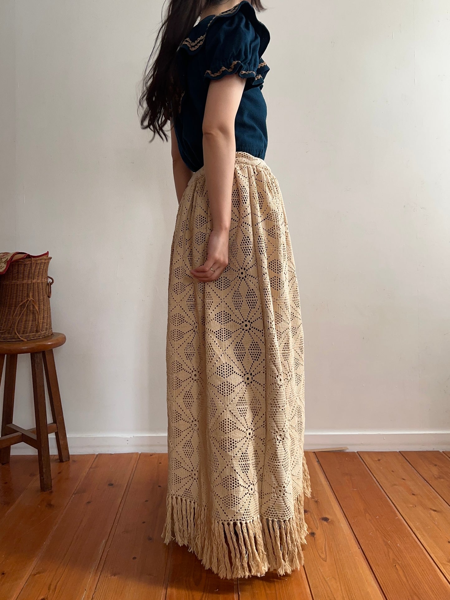old lace gather skirt