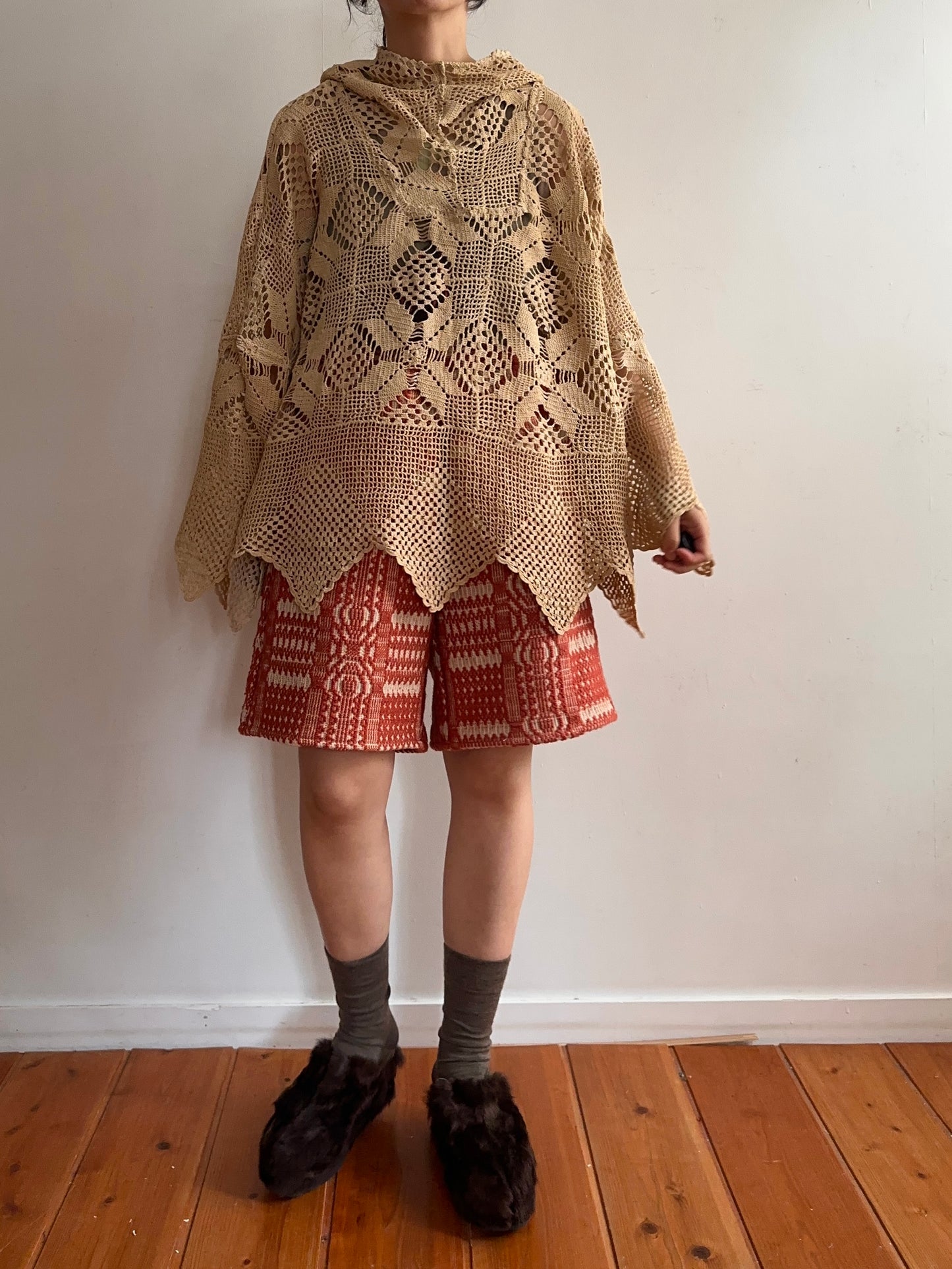 old crochet lace parka