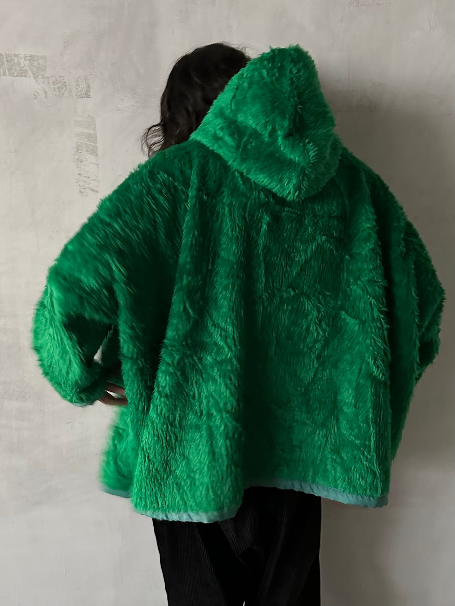 old fur parka / green