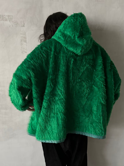 old fur parka / green
