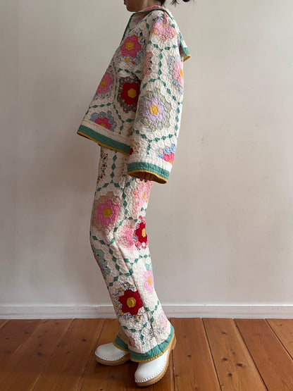 old quilt slim flare pants