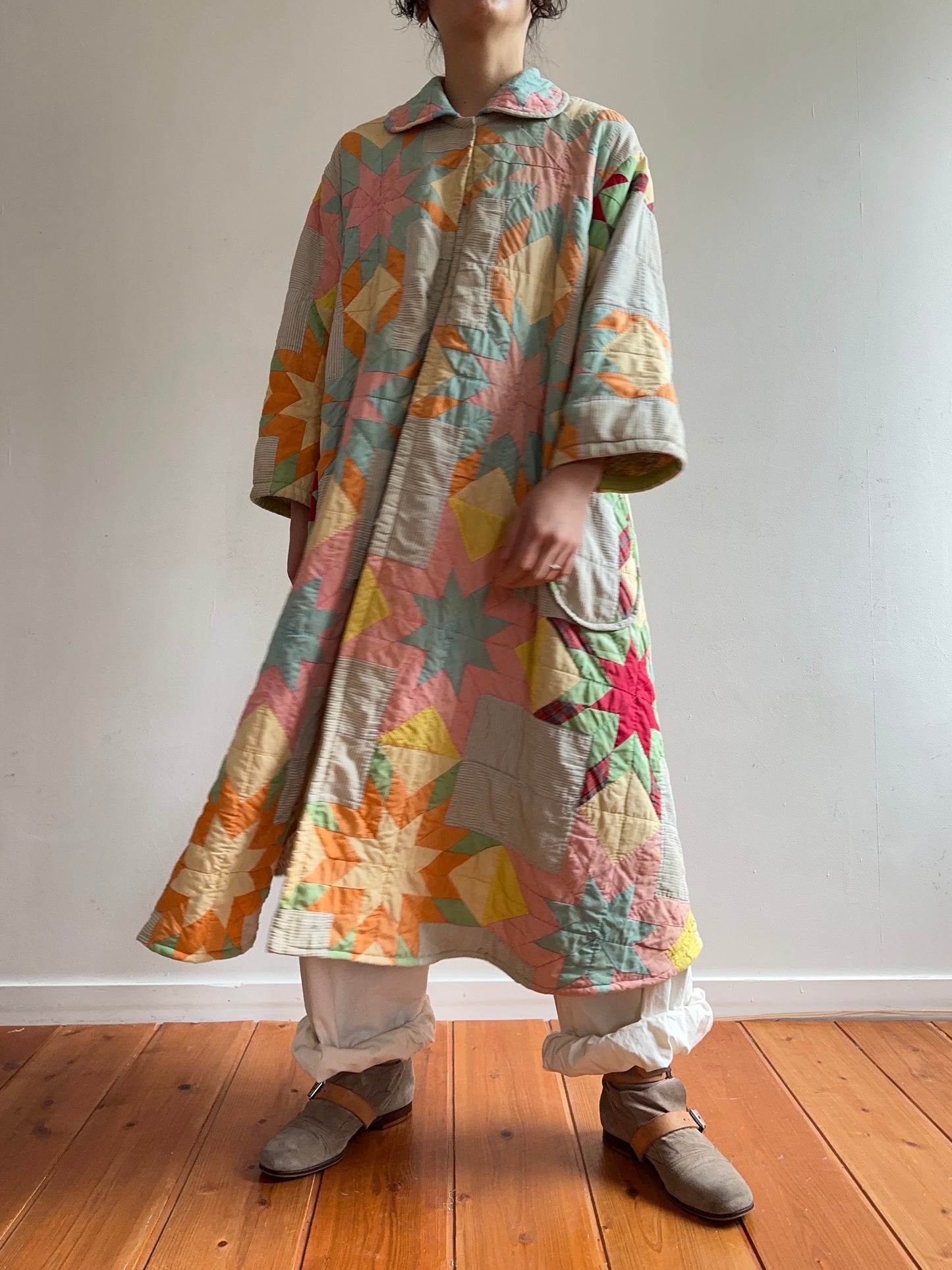 old quilt dress coat