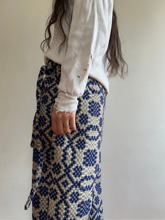 old coverlet wide tuck pants / navy× white