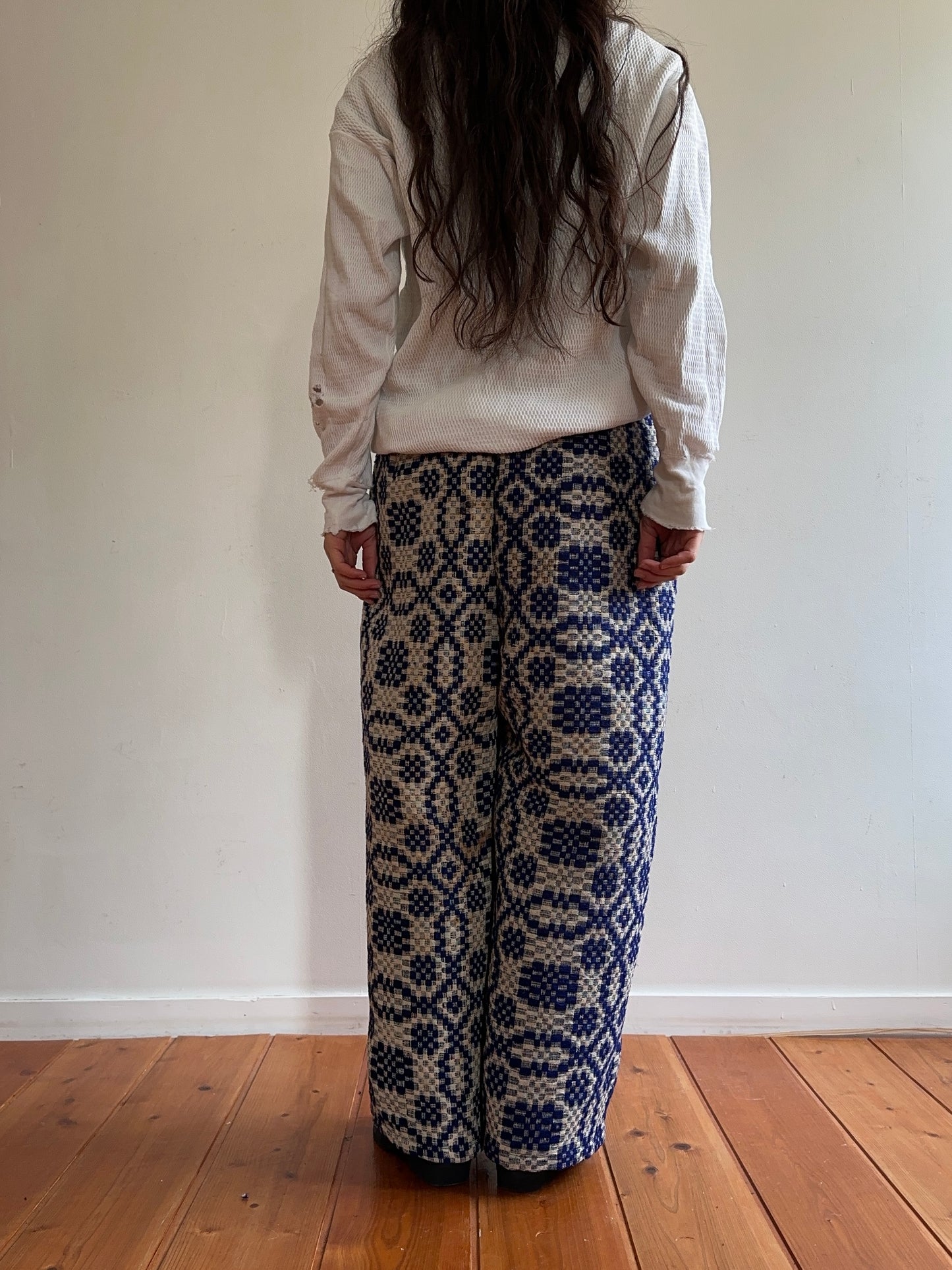 old coverlet wide tuck pants / navy× white