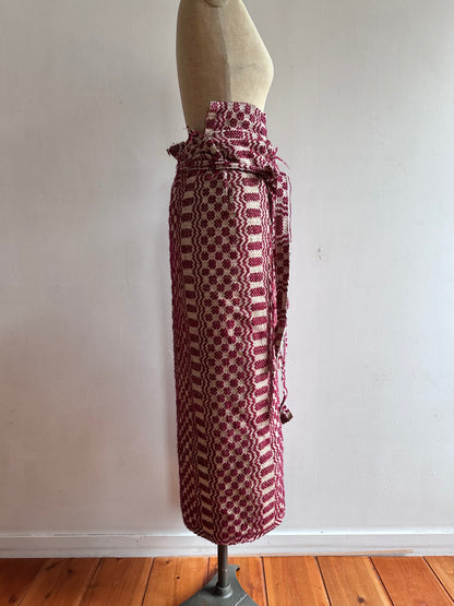 old coverlet wrap long skirt / bordeaux