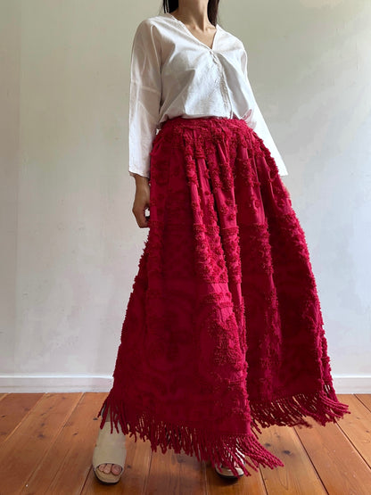 old chenille many tuck pants / ruby