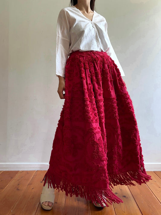 old chenille many tuck pants / ruby