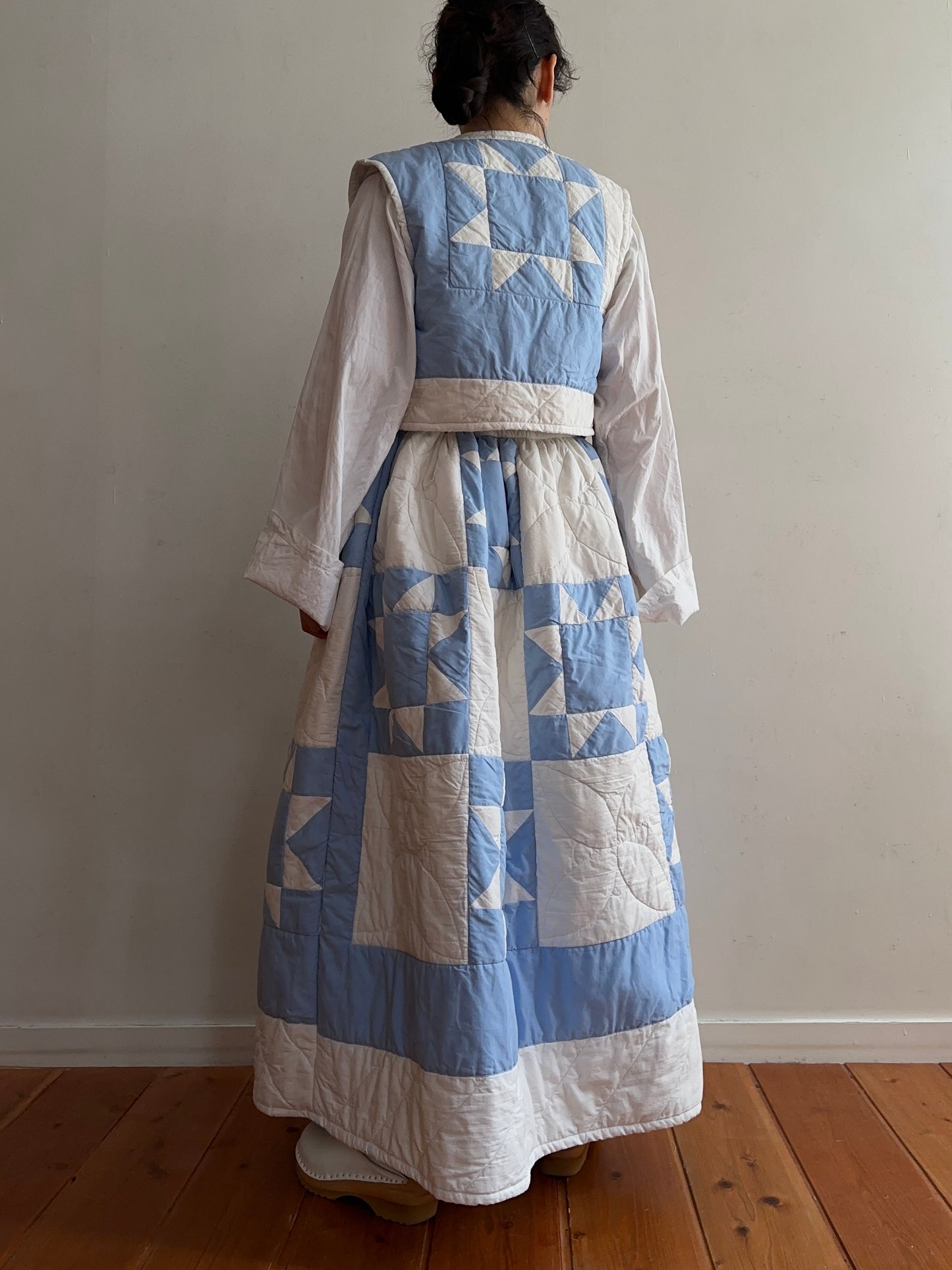 old quilt gather skirt