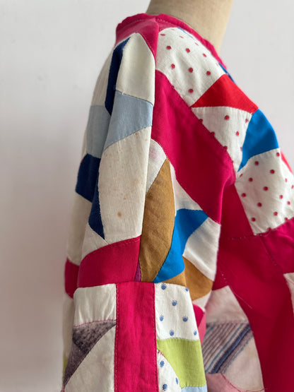 old quilt lantern sleeves short jacket