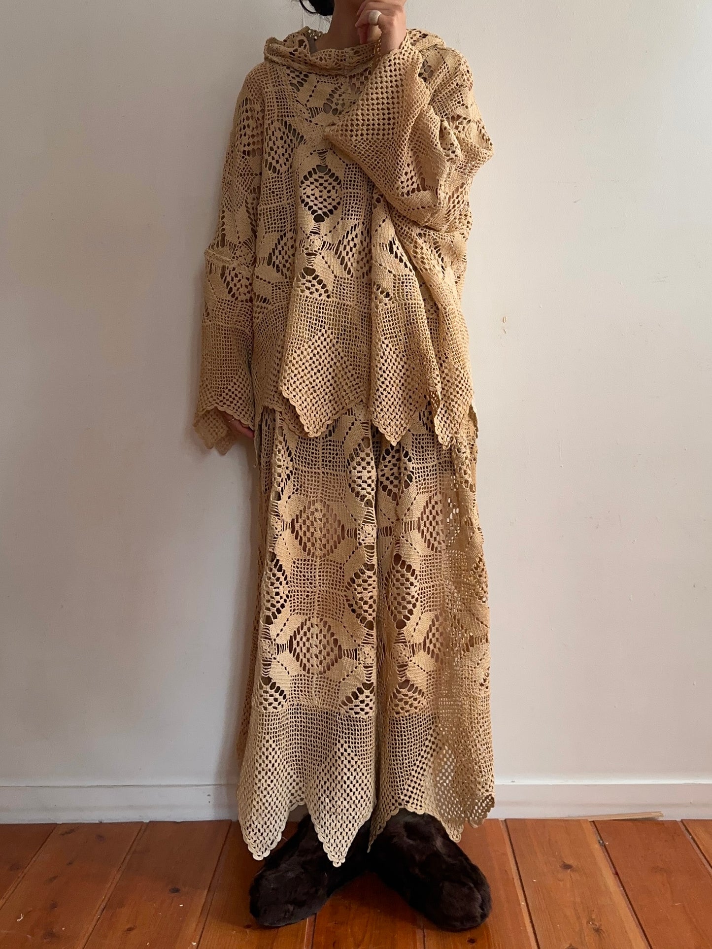 old crochet lace parka