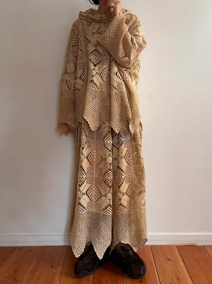 old crochet lace parka