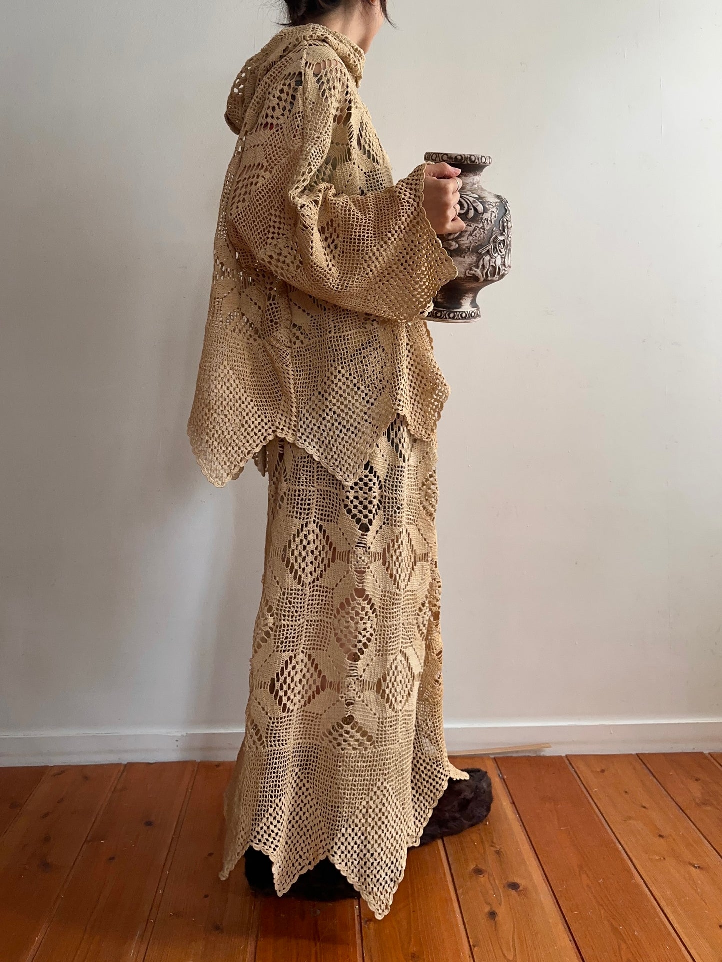 old crochet lace parka