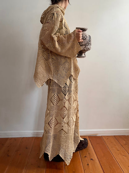 old crochet lace parka