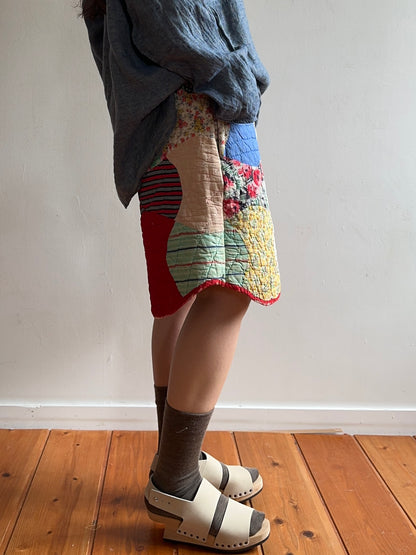 antique quilt short pants