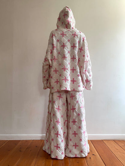 old crochet lace many tuck pants