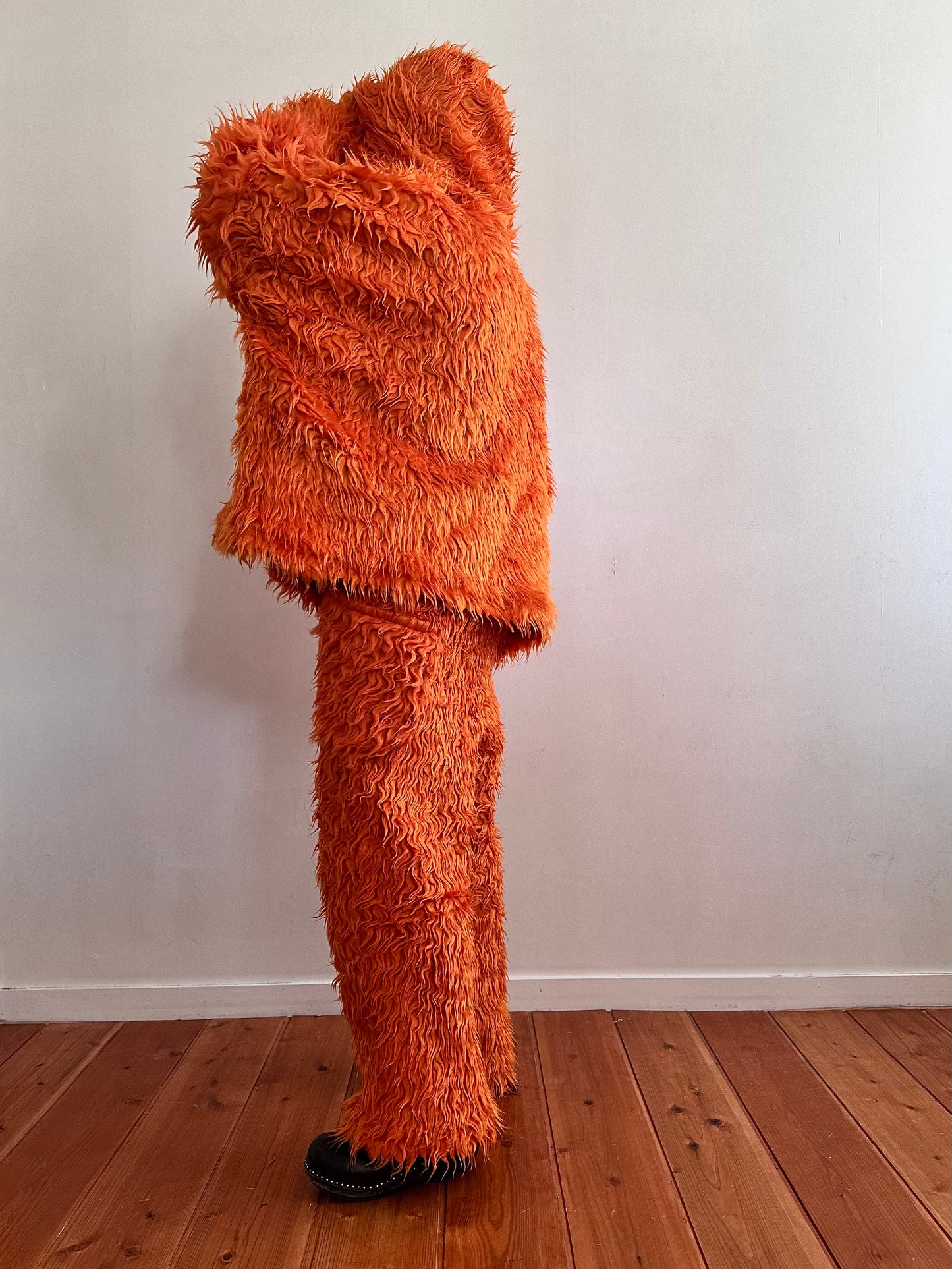 old fur parka / orange